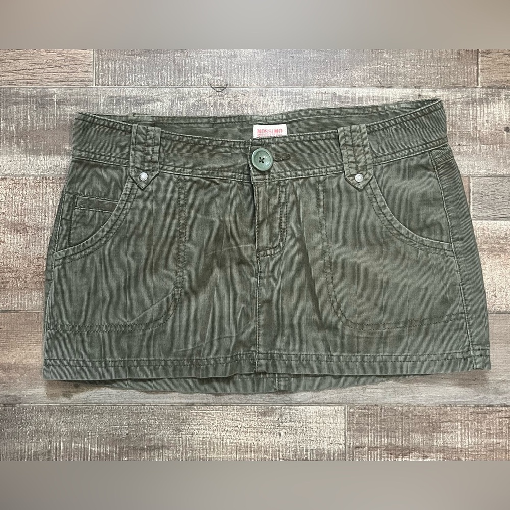 Y2K Mossimo Olive Corduroy Mini Skirt Size 7
